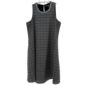 Karl Lagerfeld Paris Faux Pearl Embellished Sheath Dress Black White Size 6